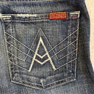 7 For All Mankind Blue Straight Leg Jeans - Vintage